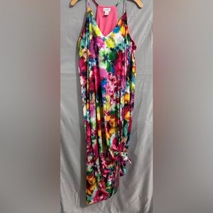 Colorful silky dress with pockets!!